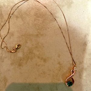 Lab created emerald 10k rose gold necklace